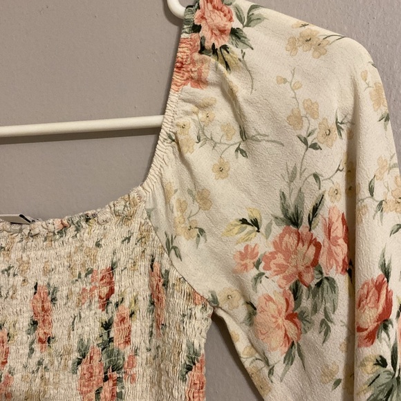 Cream & Pink Square Neck On/Off Shoulder Blouse (XS) - Picture 7 of 7